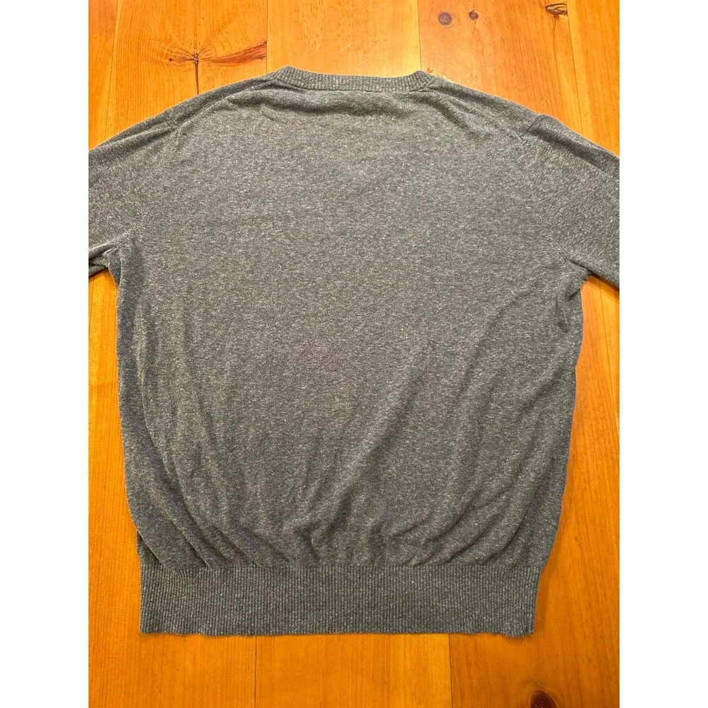 Banana Republic Men's L Silk Linen V Neck Sweater Gray 55% Silk 45% Linen